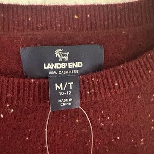 Lands' End Women's Cashmere Sweater - Rich Burgundy - Size Medium Tall